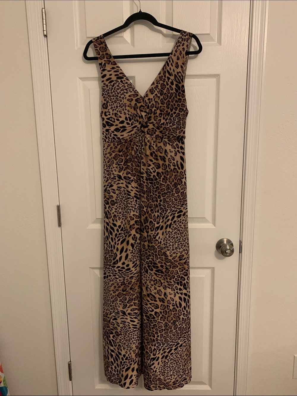 Leopard Print V-Neck Dress in Dark & Light Brown